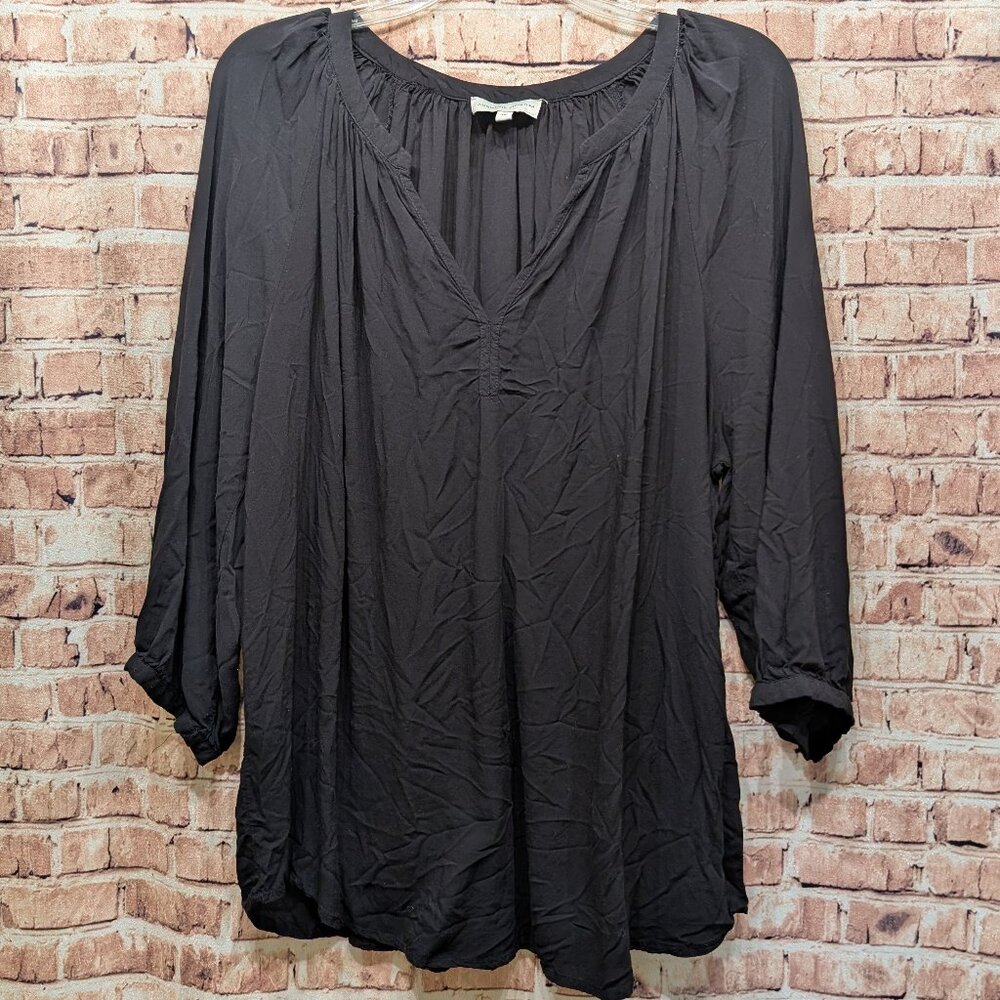 Adrienne Vittadini Blouse 100% Rayon V-Neck  3/4 Sleeve Size 1X